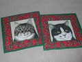 Noël serviettes rouge avec 4 portraits de chats